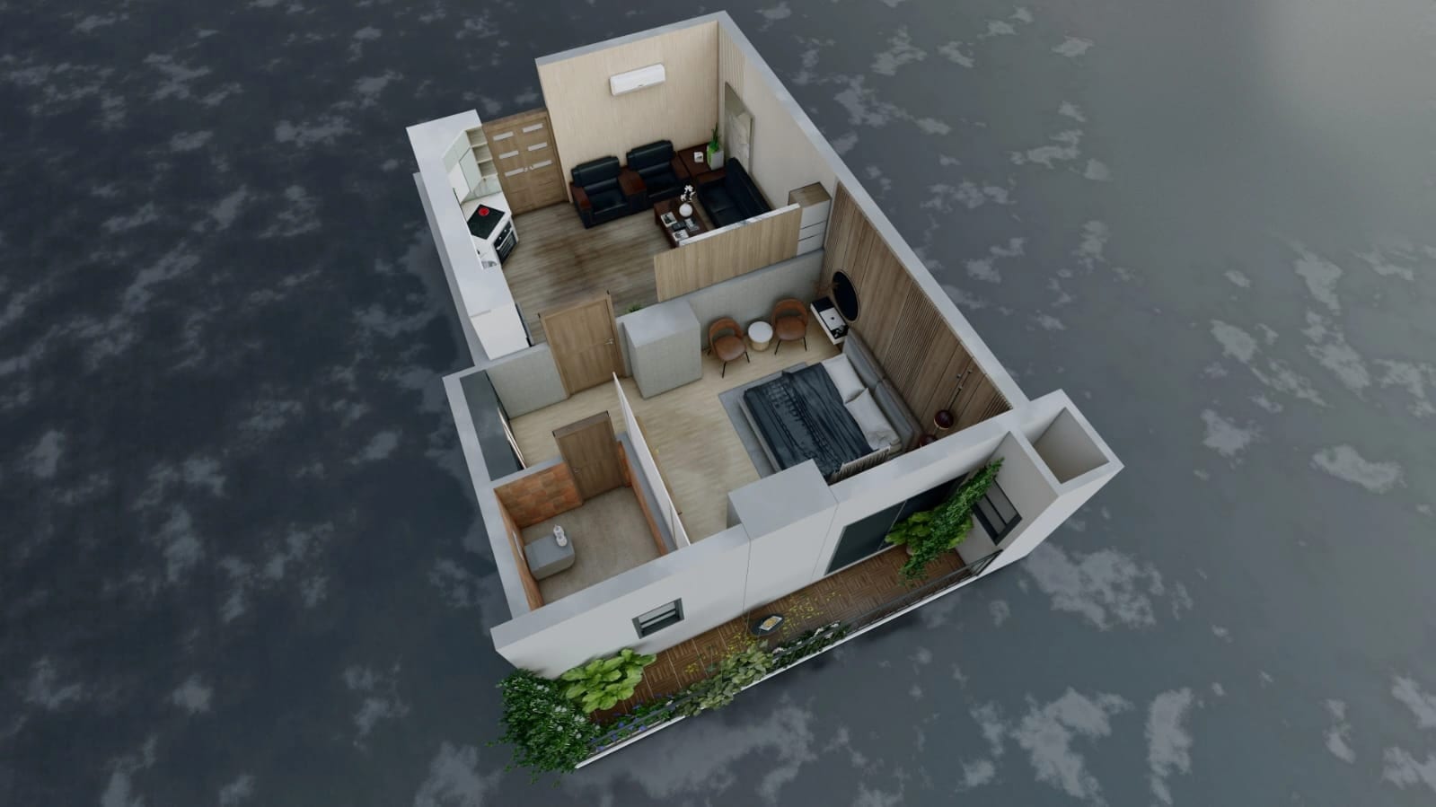 3D cut-away of an SBS Tower apartment, Layout 04